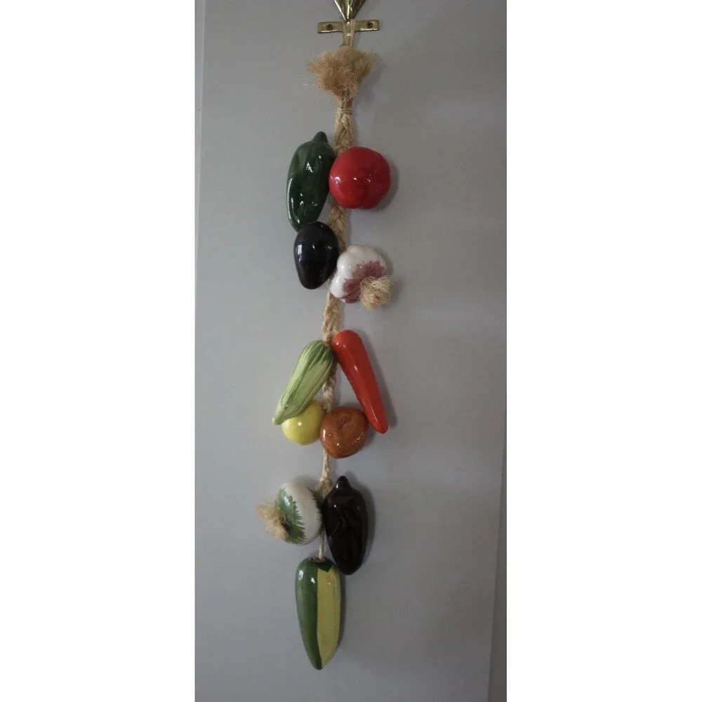 Vintage Mexican Pottery Vegetable Garland Hanging Ceramic Wall Decor Kitchen